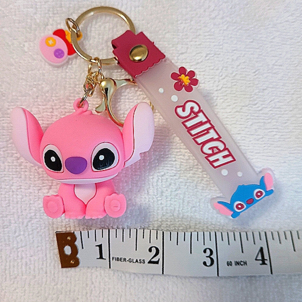 Stitch Sitting Keychain Silicone Wristlet Design Clip On.